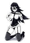  armpits bare_shoulders belt blush boku_no_hero_academia boots breastless_clothes breasts cameltoe cat_o'_nine_tails collarbone cuffs dominatrix domino_mask garter_straps high_heel_boots high_heels holding kneeling large_breasts leotard licking_lips long_hair looking_at_viewer mask midnight_(boku_no_hero_academia) mole mole_under_eye monochrome naughty_face nipples okiyumi_kase shadow solo thighhighs tongue tongue_out whip 