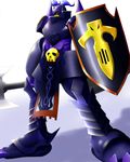  armor bandai craniamon digimon full_armor horns kazkazkaz monster royal_knights simple_background solo weapon white_background 