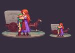  1girl blonde_hair blue_eyes blush boots breast_smother breasts brown_hair closed_eyes cremia hat horse hug link long_hair medium_breasts migel_futoshi pixel_art pointy_ears pullcart simple_background skirt smile the_legend_of_zelda the_legend_of_zelda:_majora's_mask young_link 