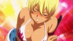 1girl animated animated_gif bikini blonde_hair blush breasts cleavage lowres mito_ikumi shokugeki_no_souma swimsuit 
