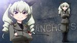  anchovy anzio_military_uniform belt black_shirt boots character_name commentary copyright_name crossed_arms dress_shirt drill_hair english girls_und_panzer green_hair grey_jacket grey_pants grin hair_ribbon highres holding jacket knee_boots long_hair long_sleeves looking_at_viewer military military_uniform necktie pants red_eyes ribbon riding_crop shirt shoulder_belt smile solo standing tsubasa_(abchipika) twin_drills twintails twitter_username uniform wallpaper zoom_layer 