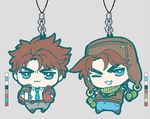  :3 blue_eyes brown_hair chibi eyebrows hat jacket jojo_no_kimyou_na_bouken joseph_joestar_(young) kuren multiple_boys red_jacket thick_eyebrows 