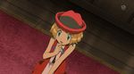  1girl animated animated_gif ghost hat haunter licking pokemon pokemon_(anime) serena_(pokemon) short_hair tongue 