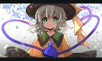  eyeball green_eyes hat komeiji_koishi letterboxed short_hair sindre smile solo third_eye touhou white_hair 