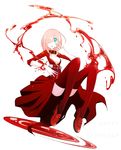  bleeding blood blue_eyes blush collar dress full_body highres long_hair original pink_hair red_legwear solo takagi_(tansuke) tansuke thighhighs 