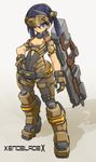  1girl armor artist_request blue_eyes blue_hair breasts cross_(xenoblade_x) gun nintendo twintails weapon xenoblade_chronicles_x xenoblade_x 