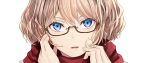  alice_margatroid aqua_eyes blonde_hair close glasses nabeshima_tetsuhiro scarf short_hair touhou white 