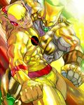  abs artist_name bodysuit color_connection costume crossover d._(4chan) dc_comics eobard_thawne insignia jojo_no_kimyou_na_bouken light non-web_source professor_zoom red_eyes shiny shiny_clothes stand_(jojo) stardust_crusaders superhero the_world trait_connection yellow_bodysuit 