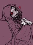  bandages eto_(tokyo_ghoul) hands_on_own_chest heart hood md5_mismatch purple_background red_eyes simple_background solo straw_like tokyo_ghoul upper_body 
