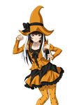  1girl brown_hair costume female hat ikkitousen legs long_hair shiny shiny_clothes solo ten&#039;i_(ikkitousen) ten'i_(ikkitousen) witch 