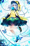  bow bug butterfly covering_mouth daimaou_ruaeru green_eyes hat hat_bow heart heart_of_string highres insect komeiji_koishi long_sleeves looking_at_viewer shirt silver_hair skirt solo third_eye touhou wide_sleeves 