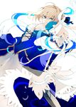  ahoge artoria_pendragon_(all) bad_id bad_pixiv_id blonde_hair dress excalibur fate/stay_night fate_(series) green_eyes highres invisible_air saber satsuki_(miicat) solo wind 