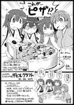  :o ^_^ ^o^ akagi_(kantai_collection) arm_up breasts cake closed_eyes directional_arrow eating food fork greyscale height hiryuu_(kantai_collection) holding_pizza japanese_clothes kaga_(kantai_collection) kantai_collection knife large_breasts long_hair monochrome multiple_girls muneate nagumo_(nagumon) o_o open_mouth pizza plate ribbon short_hair side_ponytail sitting skirt slice_of_cake smile souryuu_(kantai_collection) sweatdrop translated twintails upper_body wavy_mouth 