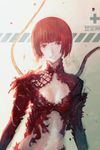  breasts cleavage gauna gauna_491 highres huke looking_at_viewer monster_girl navel placenta_(sidonia_no_kishi) short_hair sidonia_no_kishi small_breasts smile solo 