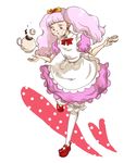  apron bloomers dress go!_princess_precure maid mao_(artist) mary_janes pantyhose personification pink_hair precure puff_(go!_princess_precure) puff_(go!_princess_precure)_(human) shoes solo underwear white_bloomers white_legwear 
