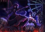  absurdres amusement_park cleavage_cutout fangs ferris_wheel gods_(1073337800) gothic_lolita hairband highres lolita_fashion lolita_hairband long_hair outstretched_arms red_eyes scarecrow scarecrow_(twooz) sketch the_wizard_of_oz 