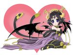  1girl bandai bare_shoulders bat_(symbol) bat_wings black_hair breasts cleavage demon_girl digimon facial_mark female forehead_mark horns lilithmon pointy_ears seven_great_demon_lords succubus wings ygm 