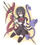  black_hair black_legwear dress houjuu_nue mochiki polearm red_eyes snake solo thighhighs touhou trident weapon wings 