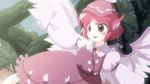  animal_ears animated animated_gif blush_stickers flying hat lowres mystia_lorelei non-web_source official_style oota_jun'ya_(style) parody pink_hair red_eyes solo style_parody touhou tree wings 