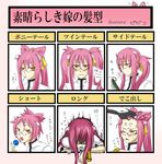  alternate_hairstyle angry animal_ears blazblue candy cat_ears food forehead fourth_wall glasses hakumen highres kokonoe lollipop long_hair pibiko pince-nez pink_hair ponytail ribbon short_hair side_ponytail twintails 