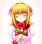  bad_id bad_pixiv_id blonde_hair closed_eyes flower hibiscus jewelry mermaid_melody_pichi_pichi_pitch miru nanami_lucia necklace school_uniform serafuku short_hair solo 