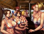  ahoge alcohol angel_(kof) asamiya_athena bad_id bad_pixiv_id beer bikini blonde_hair blue_hair blue_mary bracelet breasts brown_hair cleavage closed_eyes earrings error fatal_fury hair_over_eyes hair_over_one_eye headband huge_breasts ibanen jewelry large_breasts leona_heidern mature_(kof) multiple_girls navel one_eye_closed open_mouth ponytail purple_hair red_hair ryuuko_no_ken shermie shiranui_mai sitting smile swimsuit the_king_of_fighters vanessa_(king_of_fighters) white_hair yuri_sakazaki 