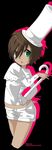 brown_hair cane excalibur_(cosplay) excalibur_(soul_eater) genderswap green_eyes hat long_image personification soul_eater tall_image top_hat 