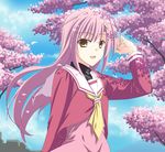  bad_id bad_pixiv_id brown_eyes cherry_blossoms hair_ornament hairclip hayate_no_gotoku! katsura_hinagiku long_hair pink_hair ryouta school_uniform solo tree 