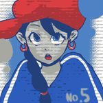  abigail_lincoln bad_id bad_pixiv_id blue_eyes braid codename:_kids_next_door dark_skin earrings hat jewelry lowres open_mouth single_vertical_stripe solo yusakayu 