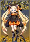  animal_ears bad_id bad_pixiv_id blonde_hair blue_eyes boots cat_ears character_name copyright_name detached_sleeves halloween hat long_hair niche_(tegami_bachi) rakuto_mangan shorts solo tail tegami_bachi very_long_hair witch_hat 