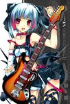  blue_hair blue_nails blush copyright_request cross demon guitar instrument multicolored_hair nail_polish open_mouth pink_hair red_eyes ribbon shirokitsune short_hair solo tail twintails wings 