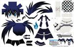  absurdres artist_name bikini black_rock_shooter black_rock_shooter_(character) blue_eyes blue_fire blue_hair burning_eye character_name chibi el_joey fire gloves highres long_hair pale_skin paper_cutout papercraft solo swimsuit sword twintails watermark weapon web_address 