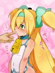  bad_id bad_pixiv_id blazblue blush bottomless camisole collar finger_sucking green_eyes hairband long_hair out-of-frame_censoring platinum_the_trinity ribbon saliva twintails very_long_hair 