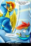  2015 anthro anthrofied breasts clothed clothing dialogue duo english_text equine female friendship_is_magic hair mammal multicolored_hair my_little_pony open_mouth orange_hair pegasus rainbow_dash_(mlp) rainbow_hair spitfire_(mlp) suirano text wings wonderbolts_(mlp) 