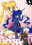  2015 cat crossover cute daughter-of-fantasy equine feline female feral friendship_is_magic horn human luna mammal my_little_pony princess_luna_(mlp) sailor_moon smile usagi_tsukino winged_unicorn wings 