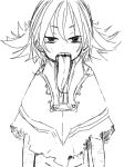  bottomless female long_tongue monochrome open_mouth out-of-frame_censoring satsuyo solo teeth tongue tongue_out 