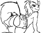  2015 all_fours animated animatefag anthro butt butt_grab canine duo female flipnote fox freckles gasp grope hair hand_on_butt loop mammal monochrome neopets open_mouth piercing plain_background smile xweetok 