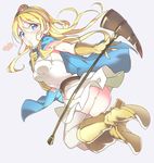  ass ayase_eli belt blonde_hair blush boots breasts cape circlet cosplay dragon_quest dress elbow_gloves finger_to_mouth full_body gloves heart high_heel_boots high_heels long_hair love_live! love_live!_school_idol_project medium_breasts rassie_s sage_(dq3) sage_(dq3)_(cosplay) simple_background skirt smile solo staff thighhighs white_dress white_legwear yellow_gloves 