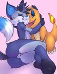  2015 anthro big_breasts blue_eyes breasts canine charmander female fox mammal nintendo nude pok&eacute;mon pussy simple_background smile solo spunky_mutt thefuckingdevil video_games 