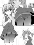  adjusting_clothes adjusting_gloves ahoge bdsm bike_shorts bondage bound comic crotch_rope gloves greyscale hair_ornament hair_ribbon isshitaira kagerou_(kantai_collection) kantai_collection long_hair monochrome multiple_girls neck_ribbon pleated_skirt ponytail ribbon school_uniform serafuku shibari shibari_under_clothes shiranui_(kantai_collection) short_hair short_sleeves shorts shorts_under_skirt silent_comic skirt twintails vest 