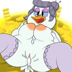  anthro areola avian beak bentina_beakley bird breasts clitoris clothing coin cum cum_in_pussy cum_inside cum_on_chest duck ducktales eyelashes eyewear female glasses gold grey_hair hair half-closed_eyes legwear lying money nude old on_back open_mouth overweight pussy solo spread_legs spreading stockings thegalen white_feathers 