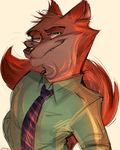  anthro canine character_from_animated_feature_film disney fox fur green_eyes male mammal nick_wilde red_fur solo unknown_artist zootopia 