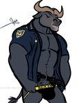  2015 anthro bgn bovine cattle character_from_animated_feature_film clothed clothing disney jockstrap male mammal solo underwear underwear_pull undressing zootopia 