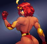  ass breasts from_behind gradient gradient_background josef_axner muscle red_hair solo 