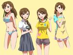  alternate_hairstyle brown_eyes brown_hair futami_ami futami_mami hair_down idolmaster idolmaster_(classic) lieass long_hair multiple_girls older open_mouth ponytail short_hair siblings smile twins 