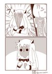  1girl can comic commentary_request emphasis_lines failure highres horns kantai_collection long_hair mittens monochrome moomin muppo northern_ocean_hime sazanami_konami shinkaisei-kan solo truth twitter_username 