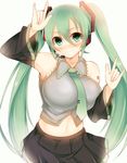  aqua_hair bare_shoulders breasts detached_sleeves facominn grin hatsune_miku highres huge_breasts long_hair looking_at_viewer simple_background skin_tight smile solo vocaloid white_background 
