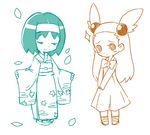  bangs dadadanoda erika_(pokemon) japanese_clothes kimono mikan_(pokemon) multiple_girls pokemon two_side_up 