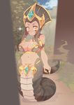  amber_eyes big_breasts blush breasts cassiopeia cute female human jewelry lamia league_of_legends mammal monster monster_girl proofme reptile scalie snake solo video_games 