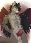  abs aimi biceps canine dragon fur hybrid male mammal muscles pecs tattoo teeth wings wolf 